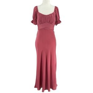 Y2K Babydoll Dress Size S Pink Croquette Preppy Romantic Scoop Neck Midi Soft